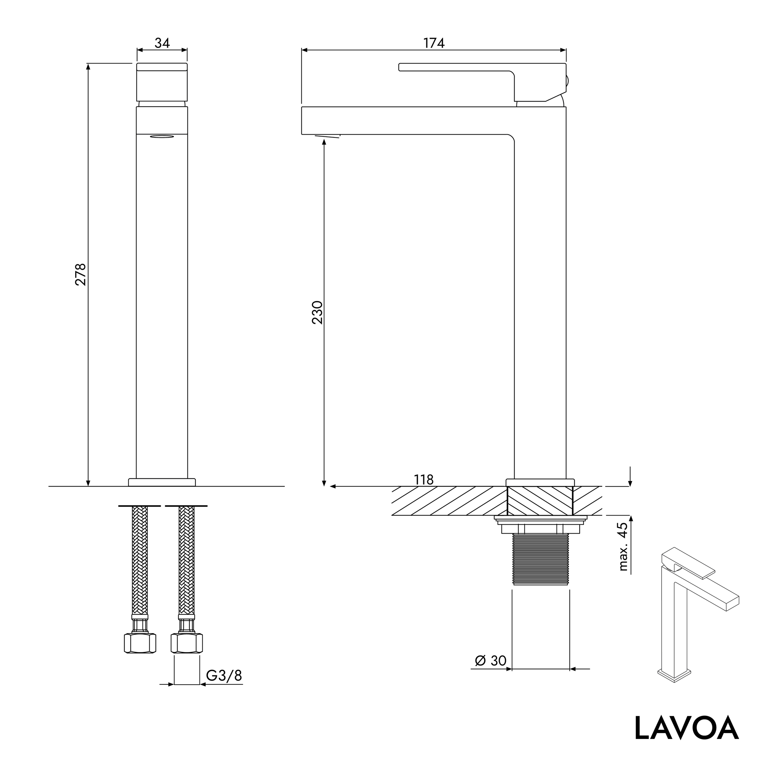 Waschtischarmatur LAVOA L