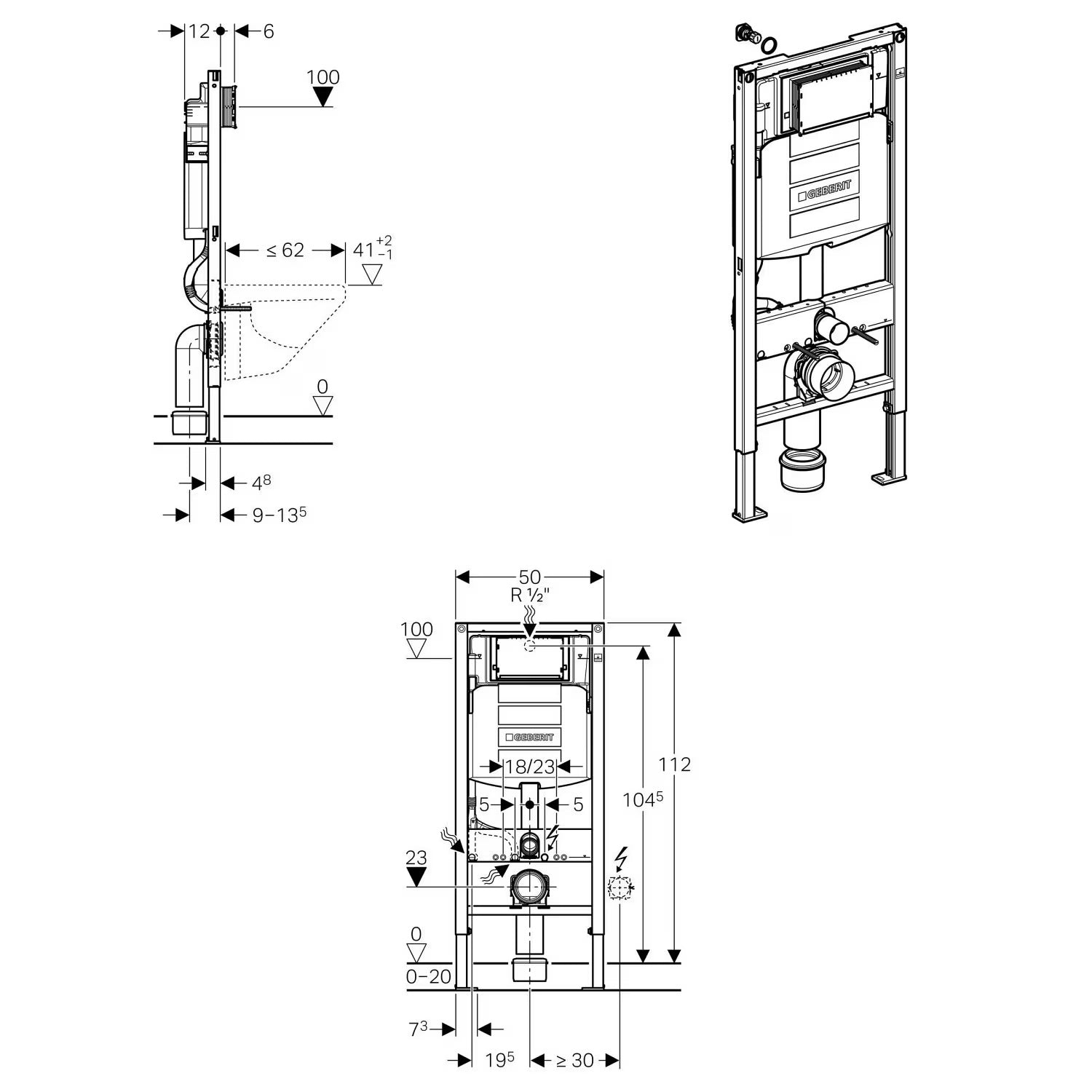 Dusch-WC Komplettset PREMIUM 1102 mit Geberit Duofix Vorwandelement