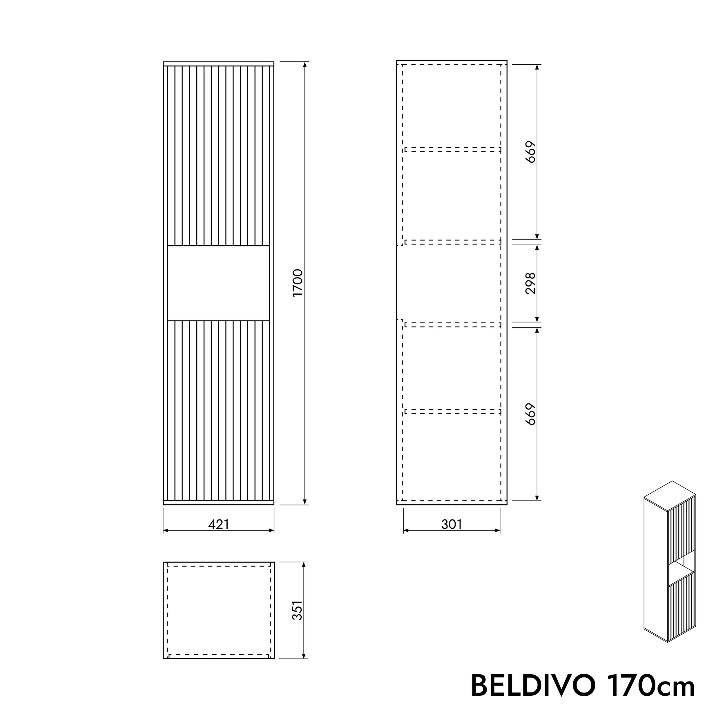 Hochschrank BELDIVO 170 cm