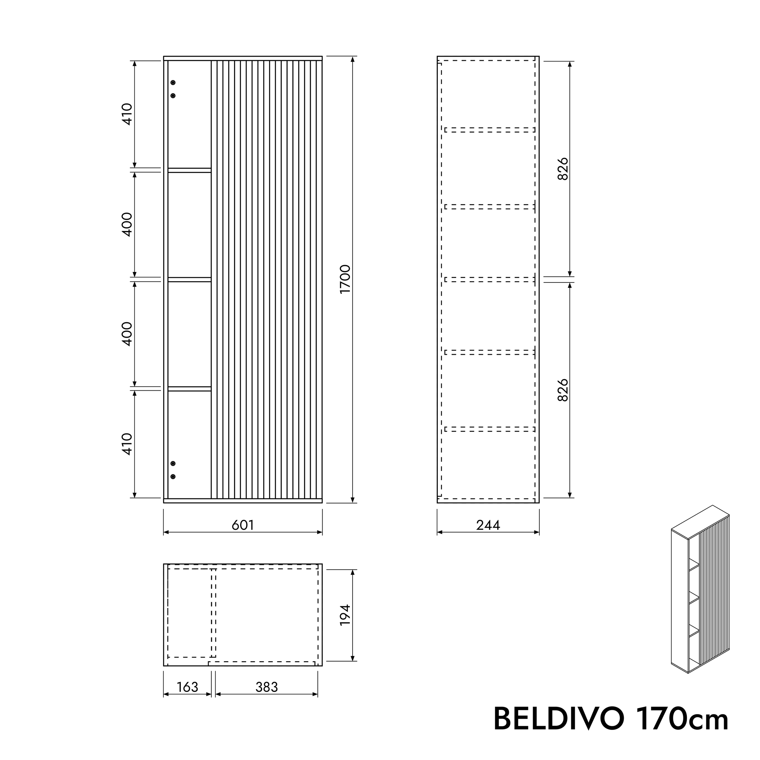 Hochschrank BELDIVO 170 cm