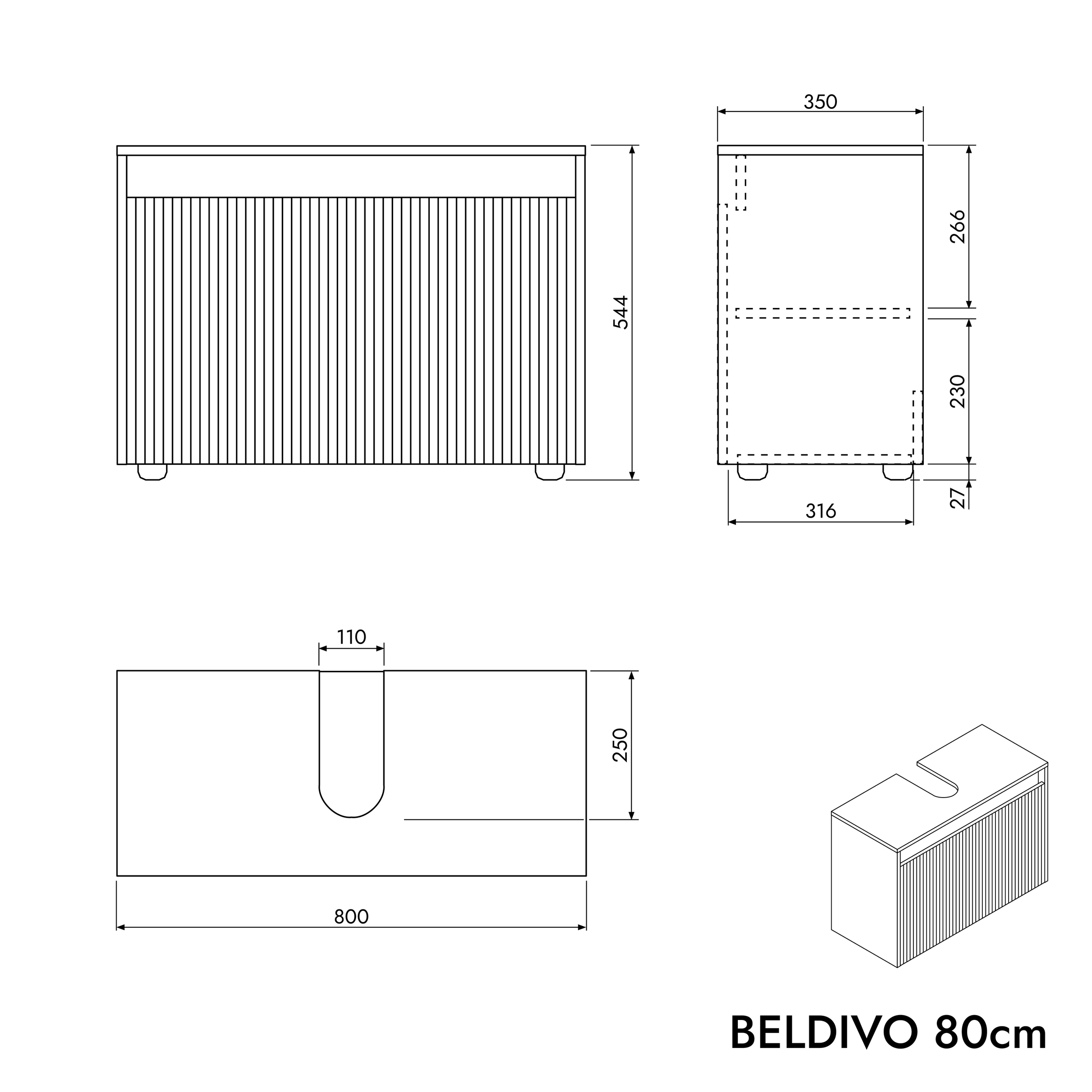 Waschtischunterschrank BELDIVO 80 cm