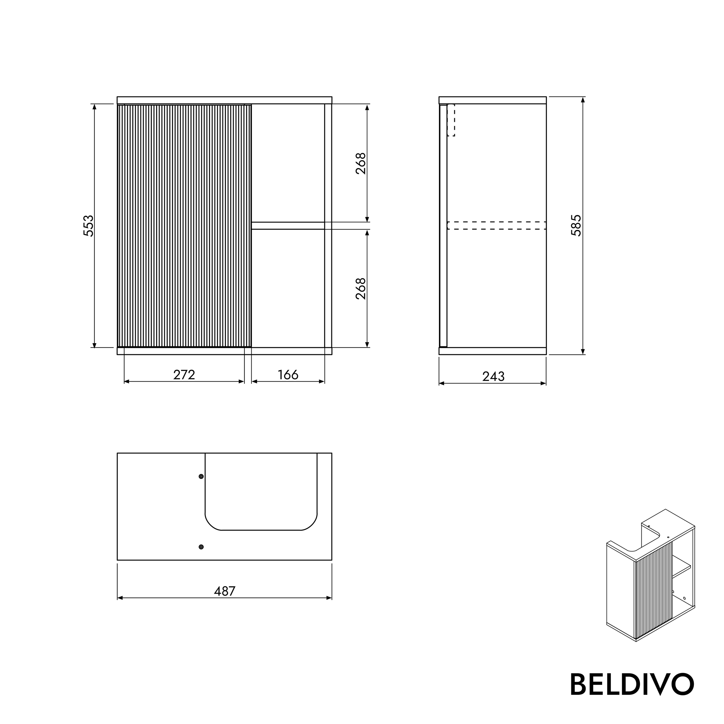 Waschtischunterschrank BELDIVO 50 cm mit Waschbecken