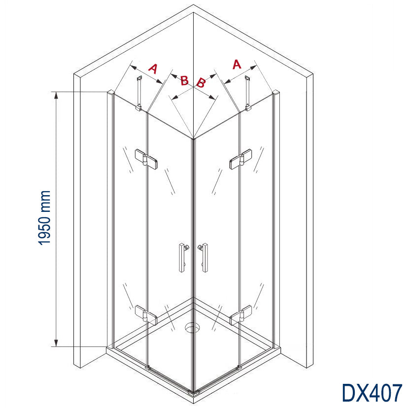 Eckdusche mit Schwingtüren DX407