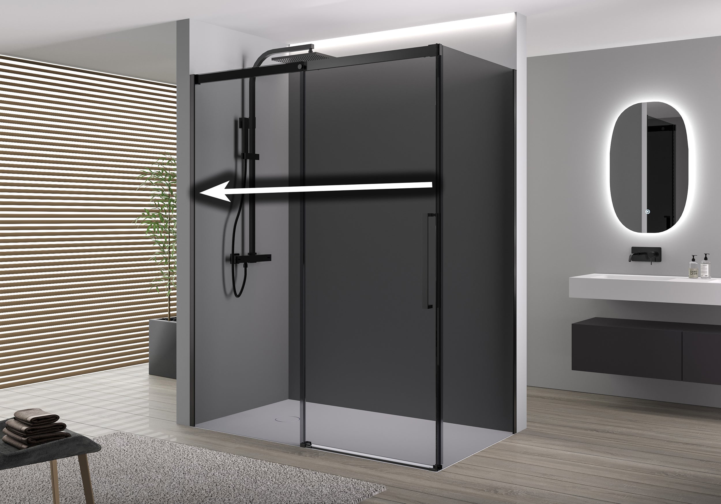 Eckdusche mit Schiebetür Soft-Close DX906 FLEX