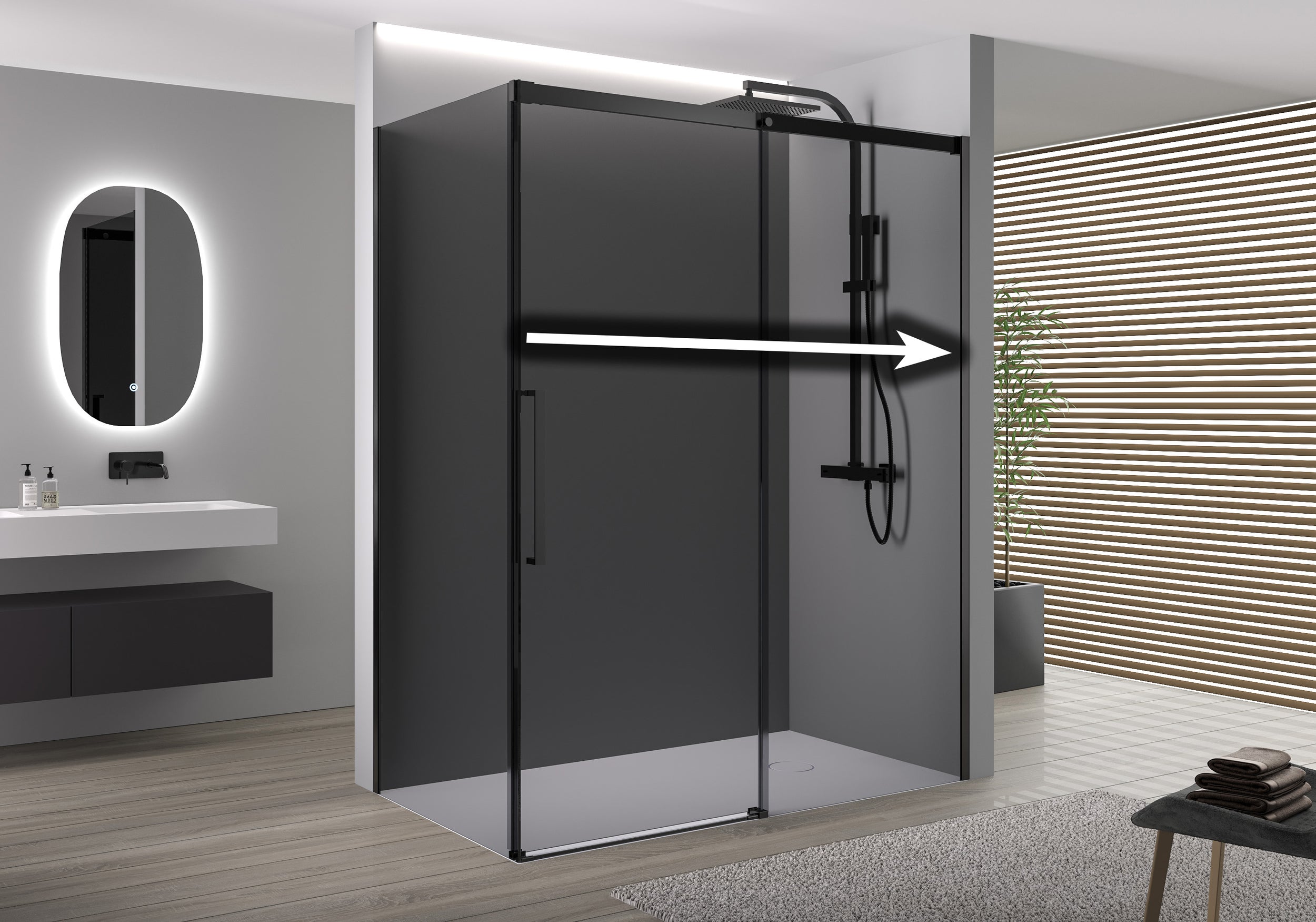 Eckdusche mit Schiebetür Soft-Close DX906 FLEX