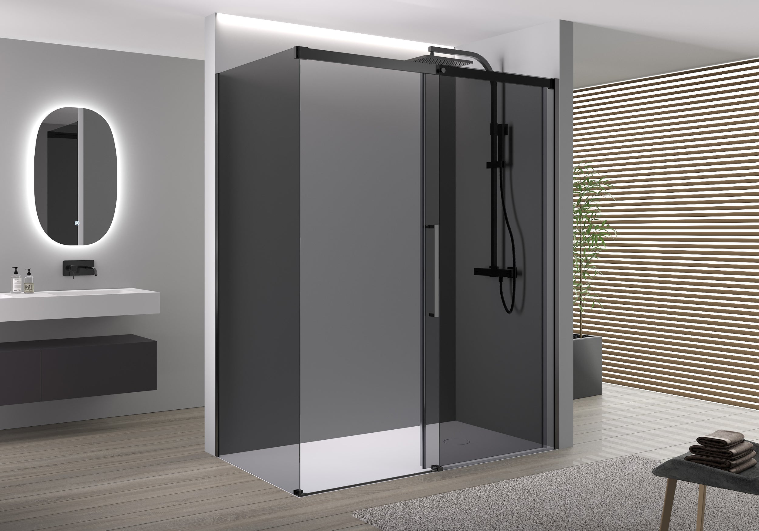 Eckdusche mit Schiebetür Soft-Close DX906 FLEX