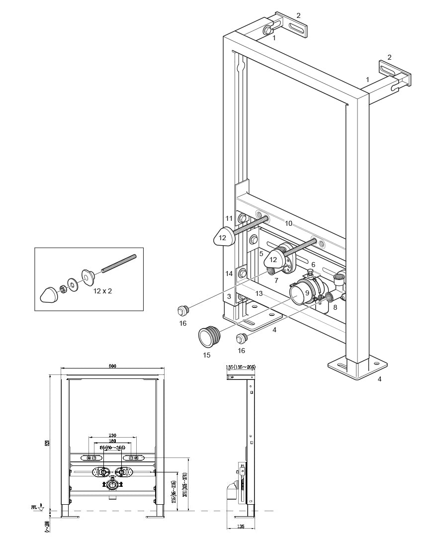 Wand-Bidet Vorwandelement G30013A