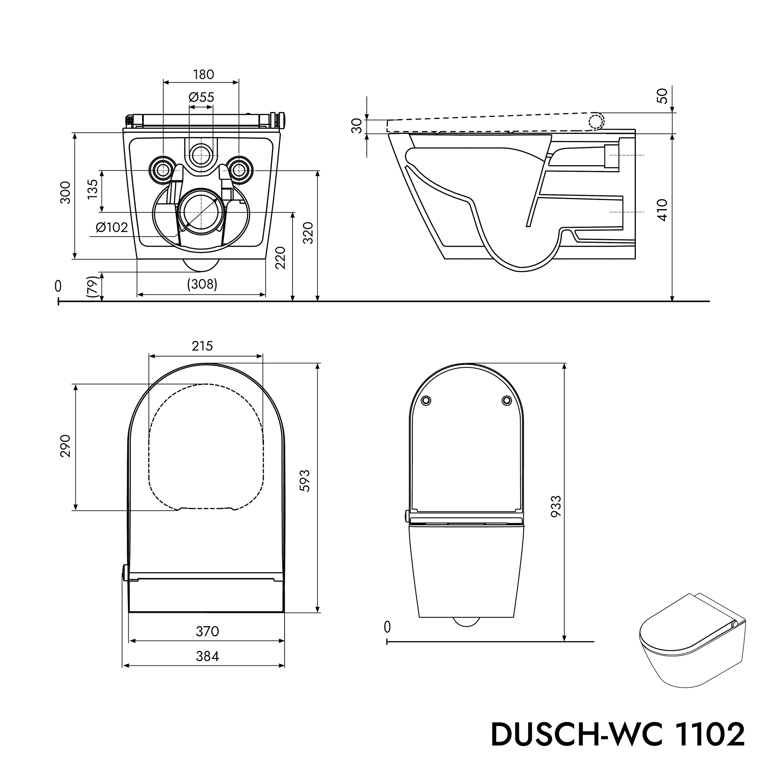 WC-Komplettpaket 36: DUSCH-WC Basic 1102