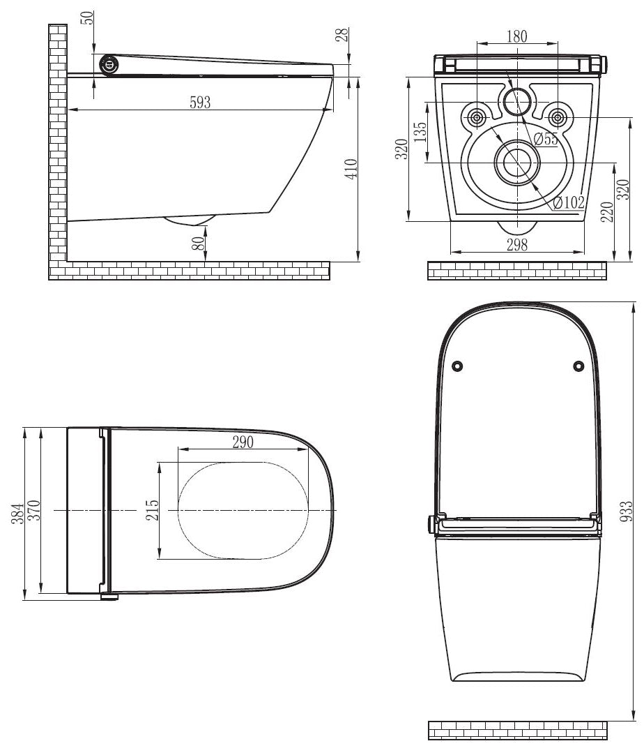 Dusch-WC Komplettset PRO+1104 mit Geberit Duofix Vorwandelement