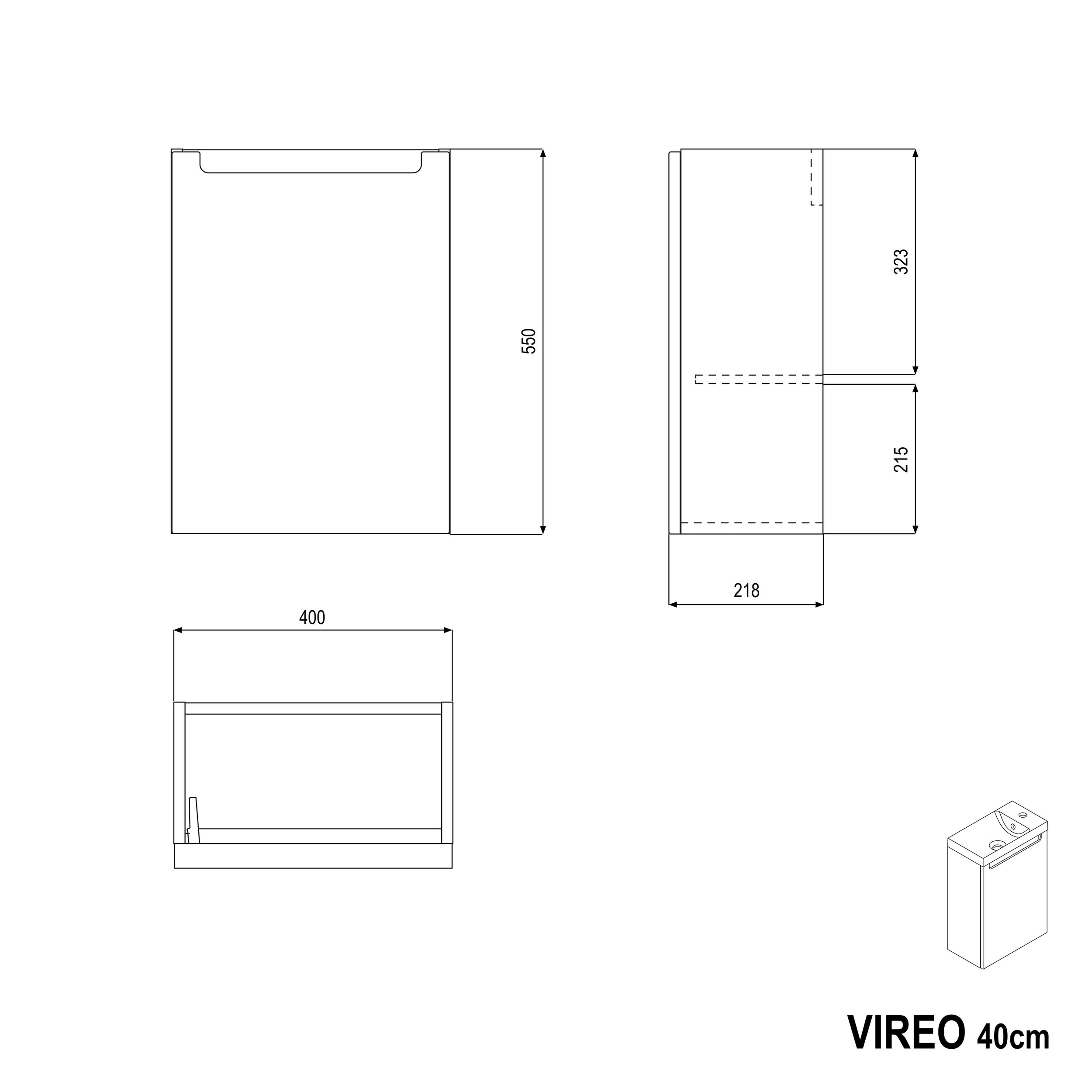 Badmöbel Set VIREO 40 cm mit Waschbecken