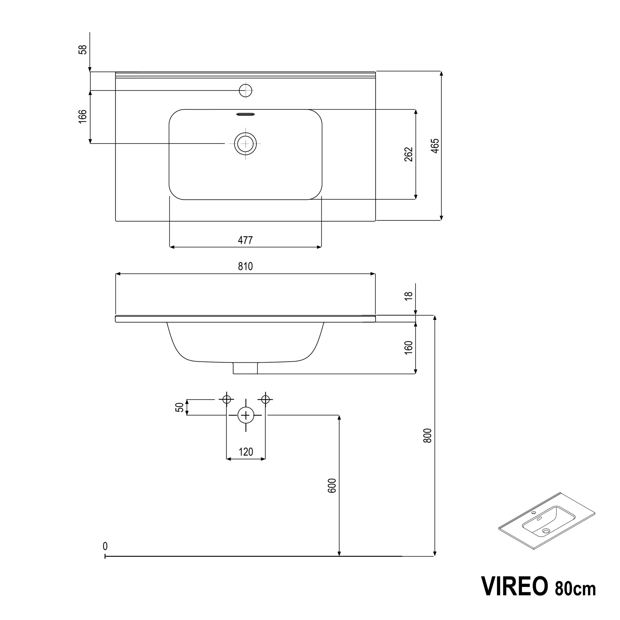Badmöbel Set VIREO 80 cm mit Waschbecken