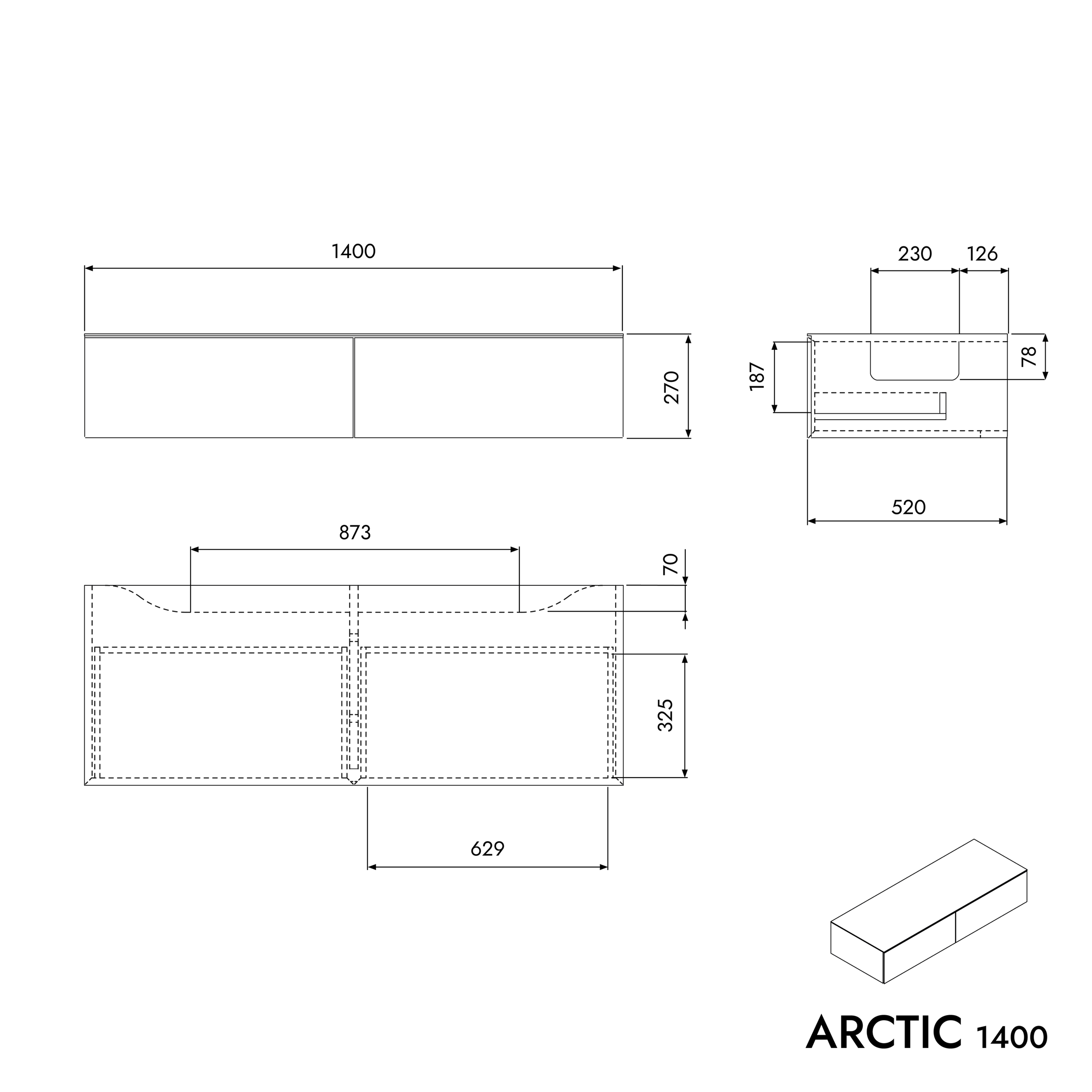Waschtischunterschrank ARCTIC 1400