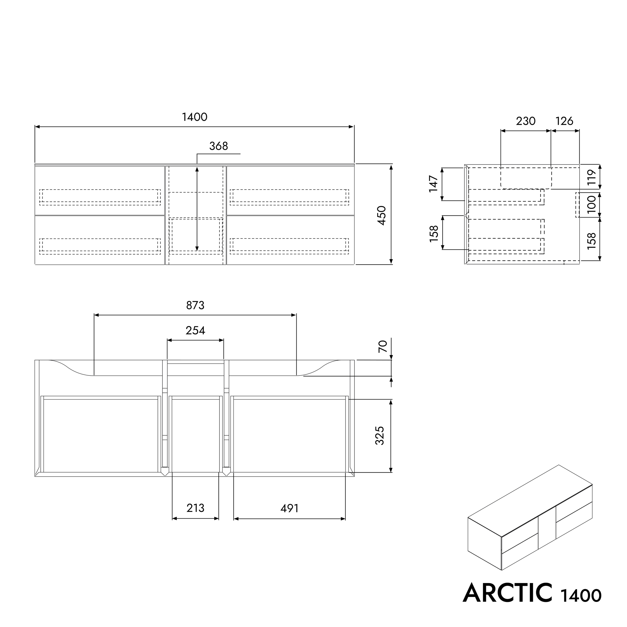 Waschtischunterschrank ARCTIC 1400