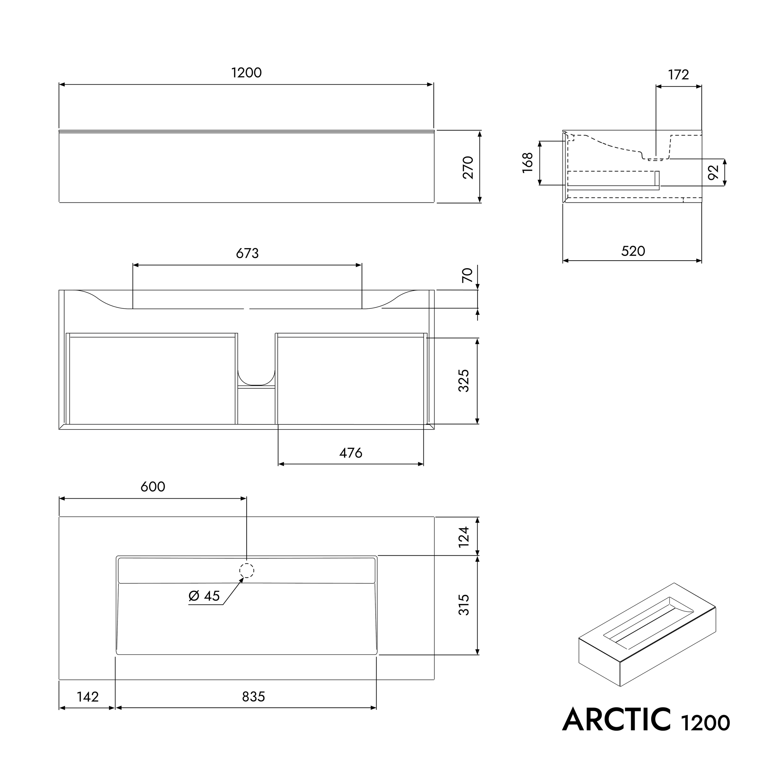 Waschtischunterschrank ARCTIC 1200