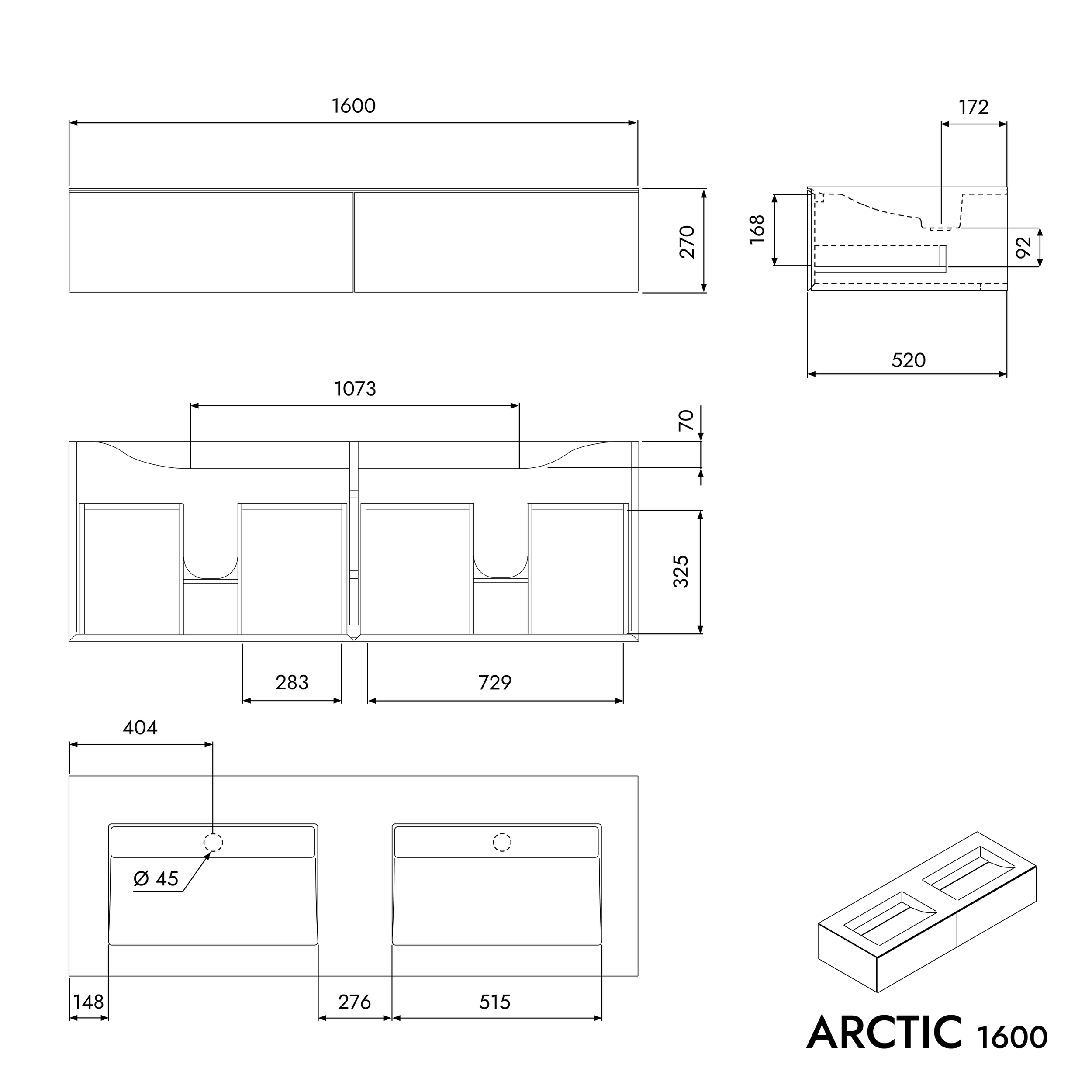 Waschtischunterschrank ARCTIC 1600