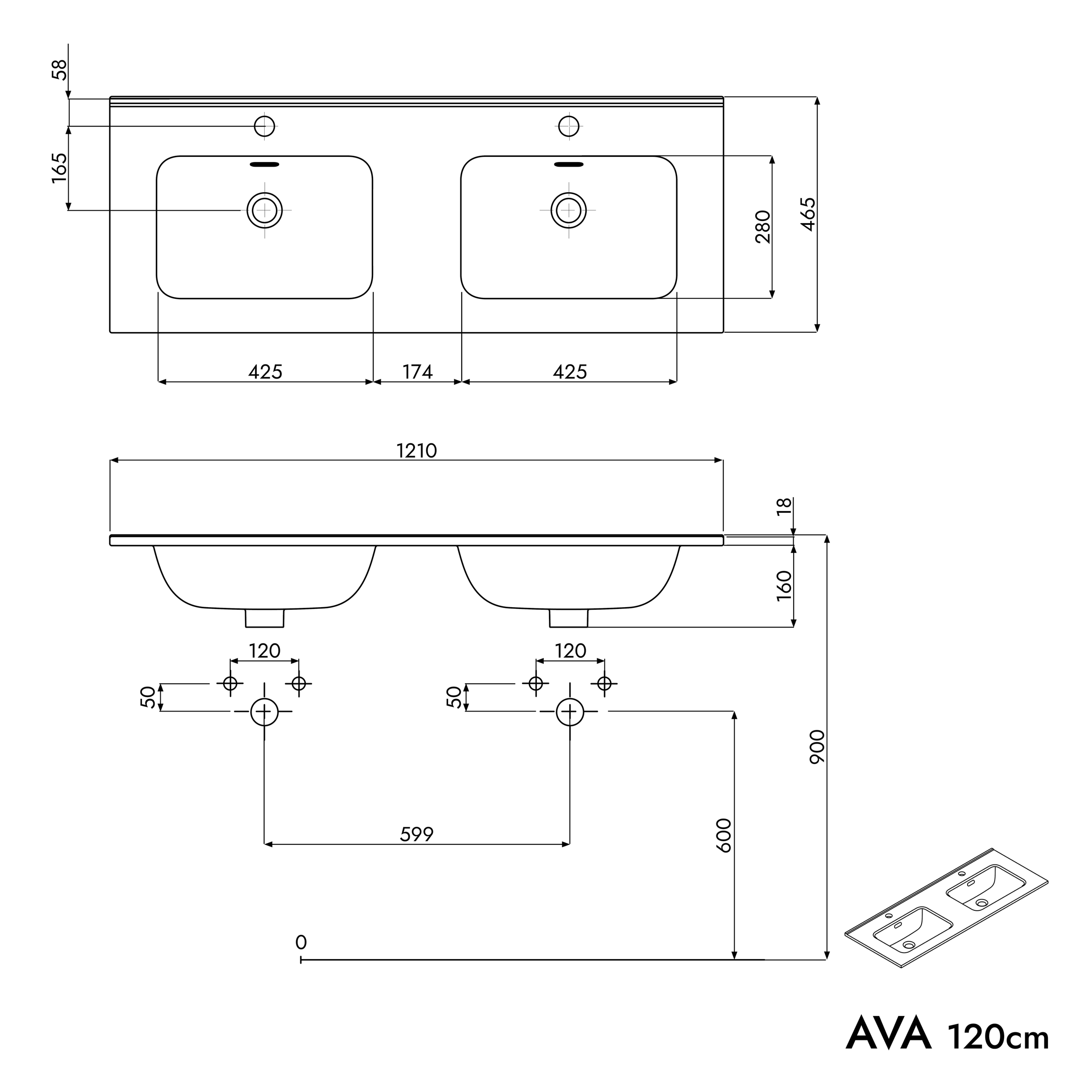 Unterschrank AVA 120 cm