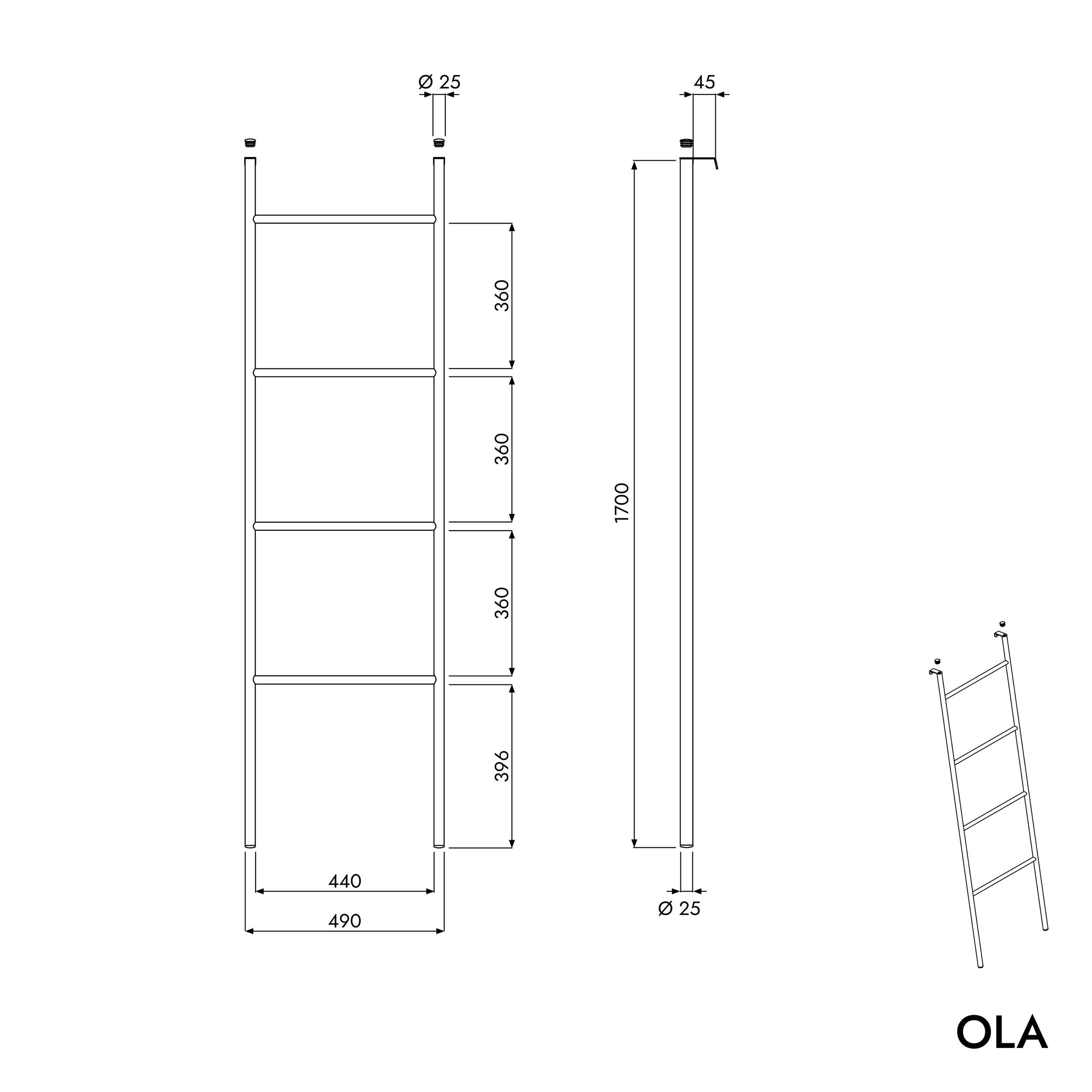 Handtuchleiter OLA - Stahl