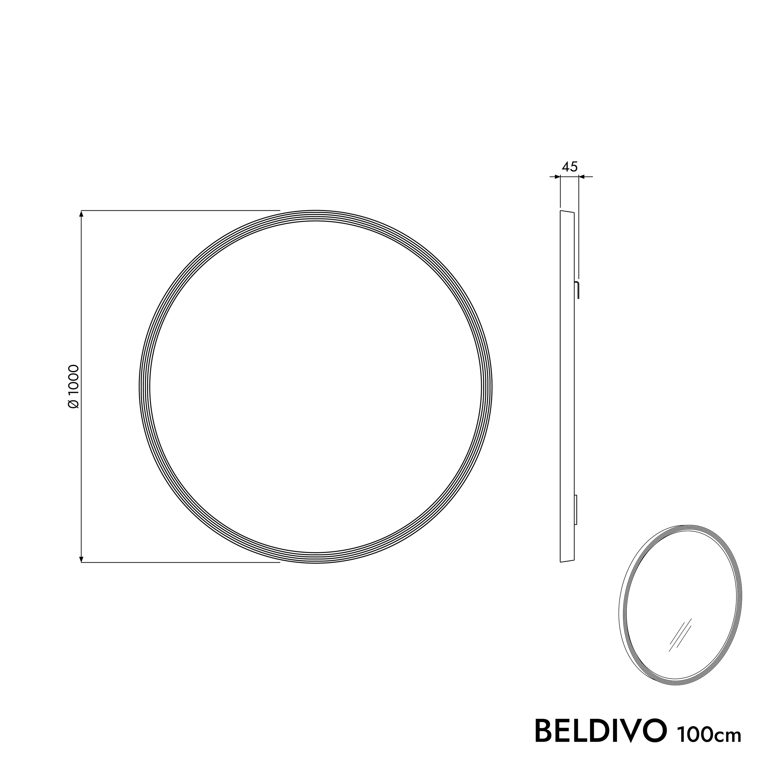 Badmöbel-Set BELDIVO 100 cm mit Waschbecken