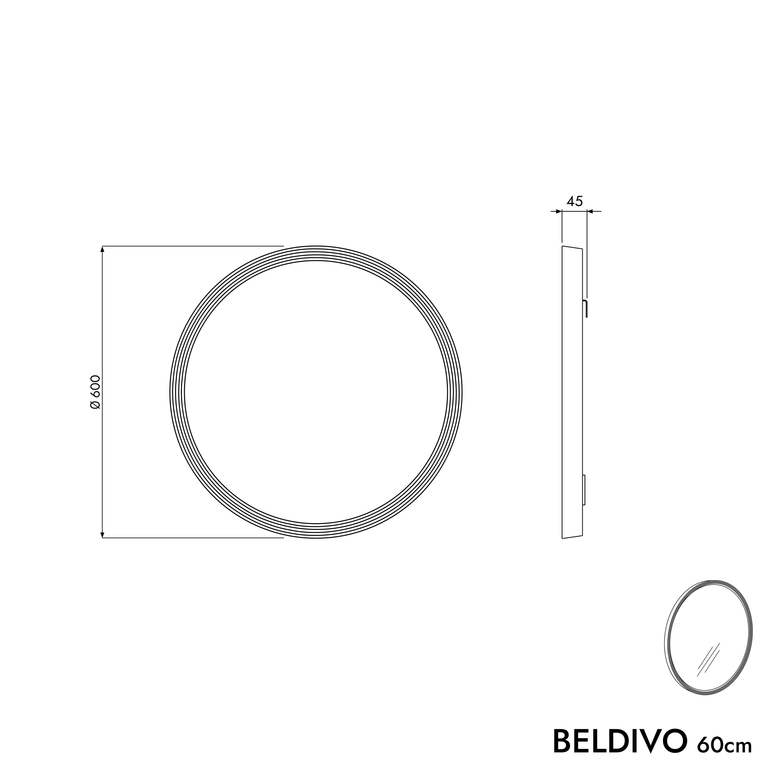 LED Badspiegel BELDIVO rund - 60 cm