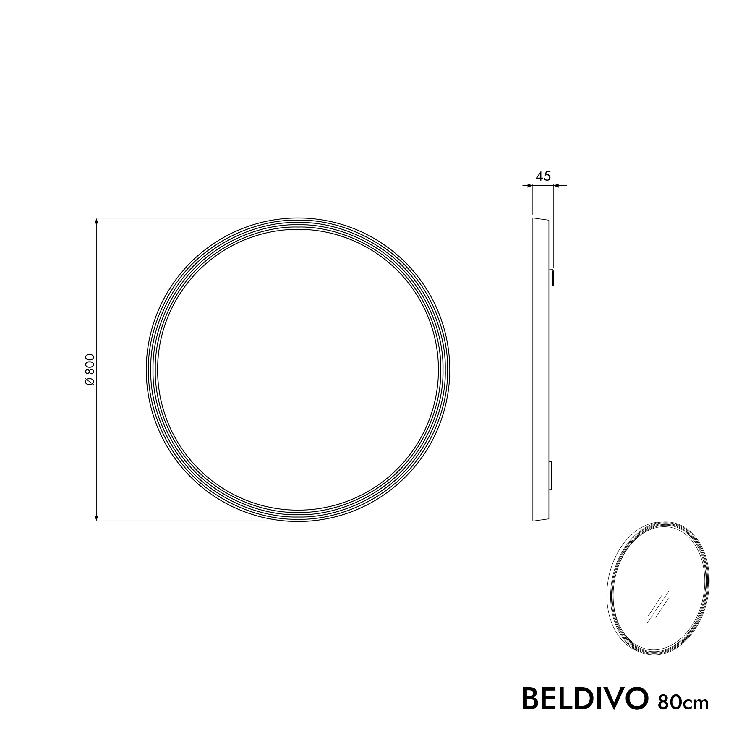 Badmöbelset BELDIVO 80 cm mit Waschbecken