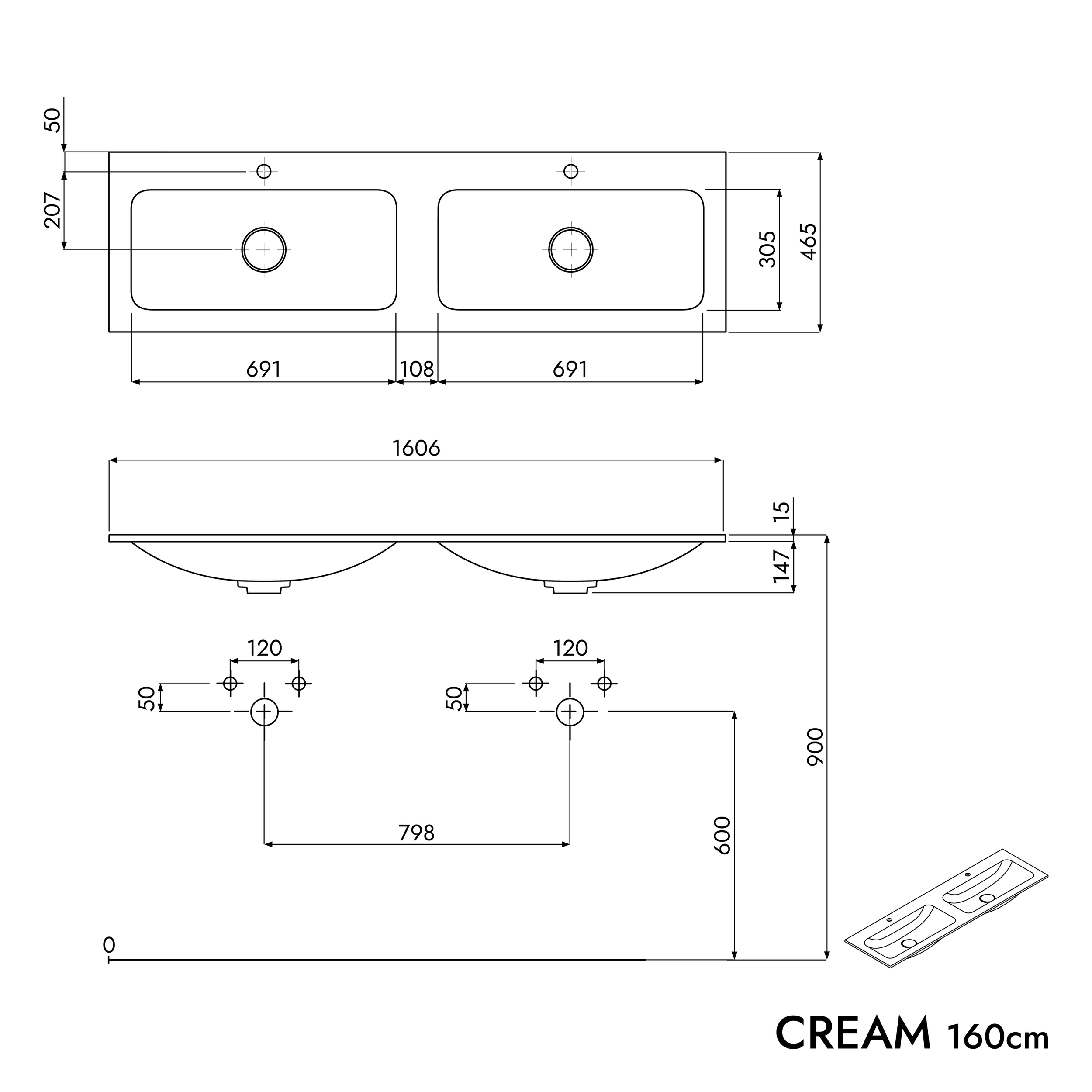 Unterschrank AVA 160 cm