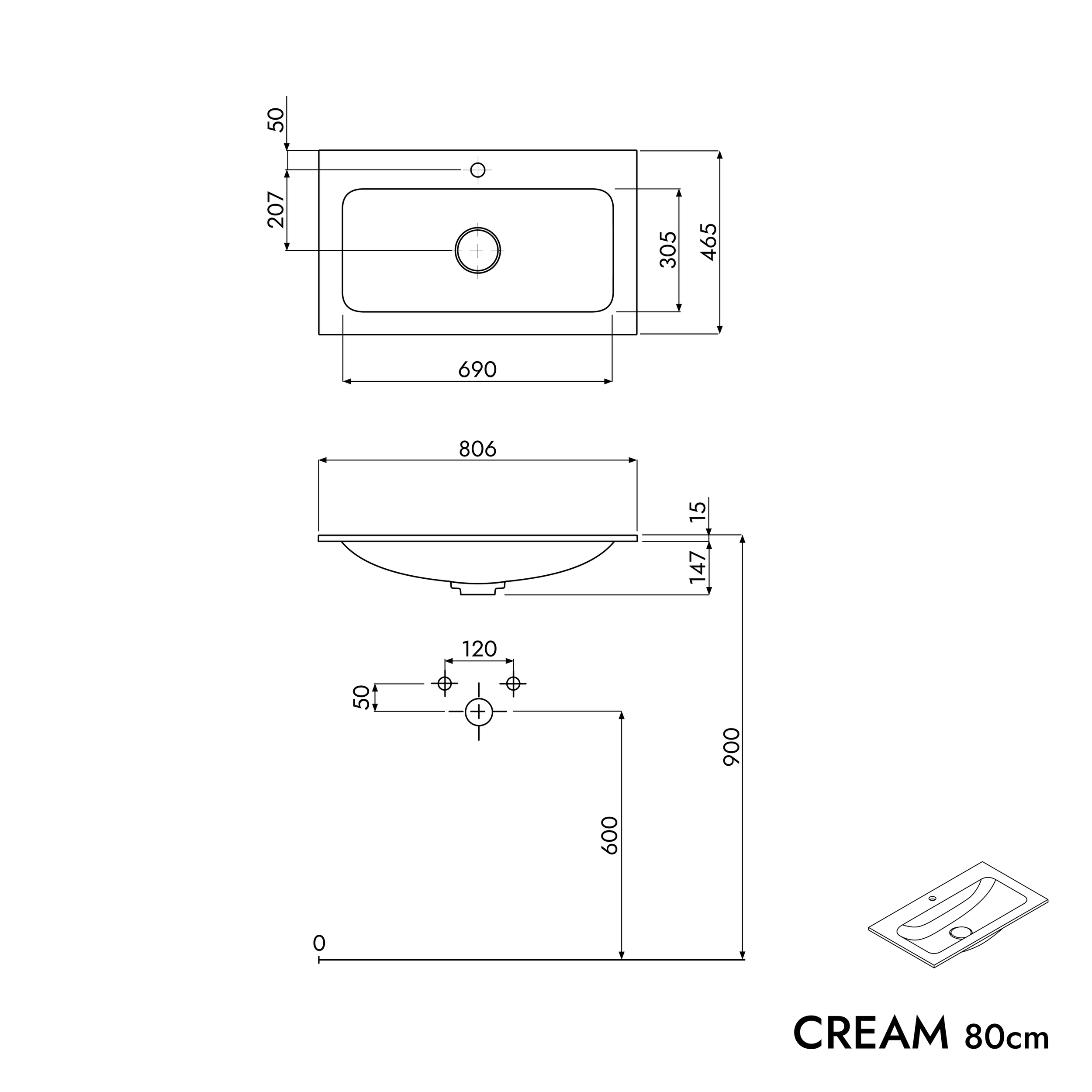 Unterschrank AVA 80 cm