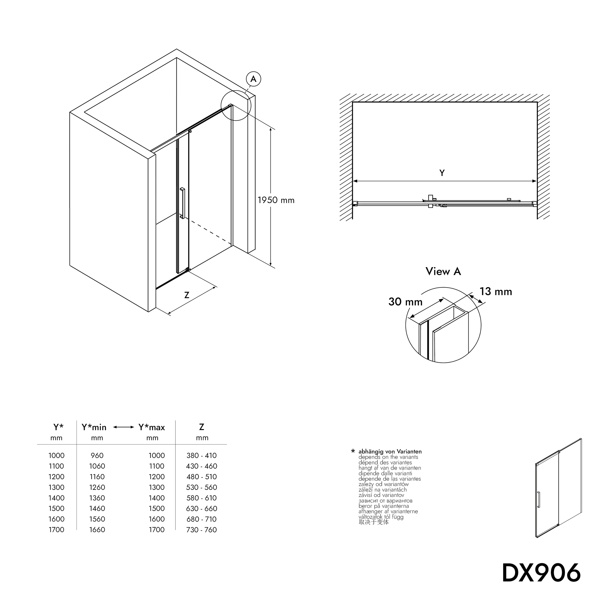 Nischendusche mit Schiebetür DX906 FLEX