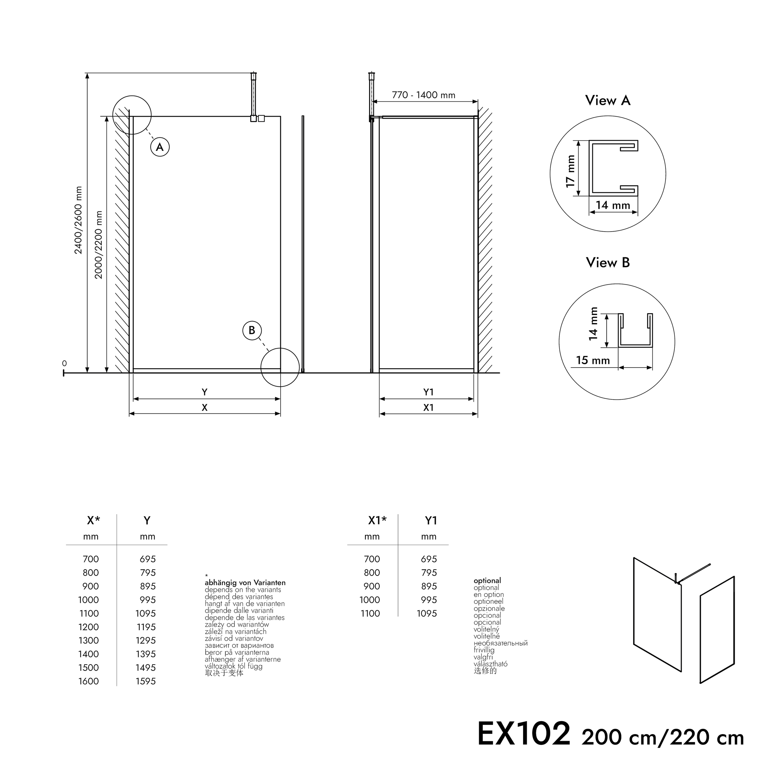 Walk-In Nano Klarglas EX102