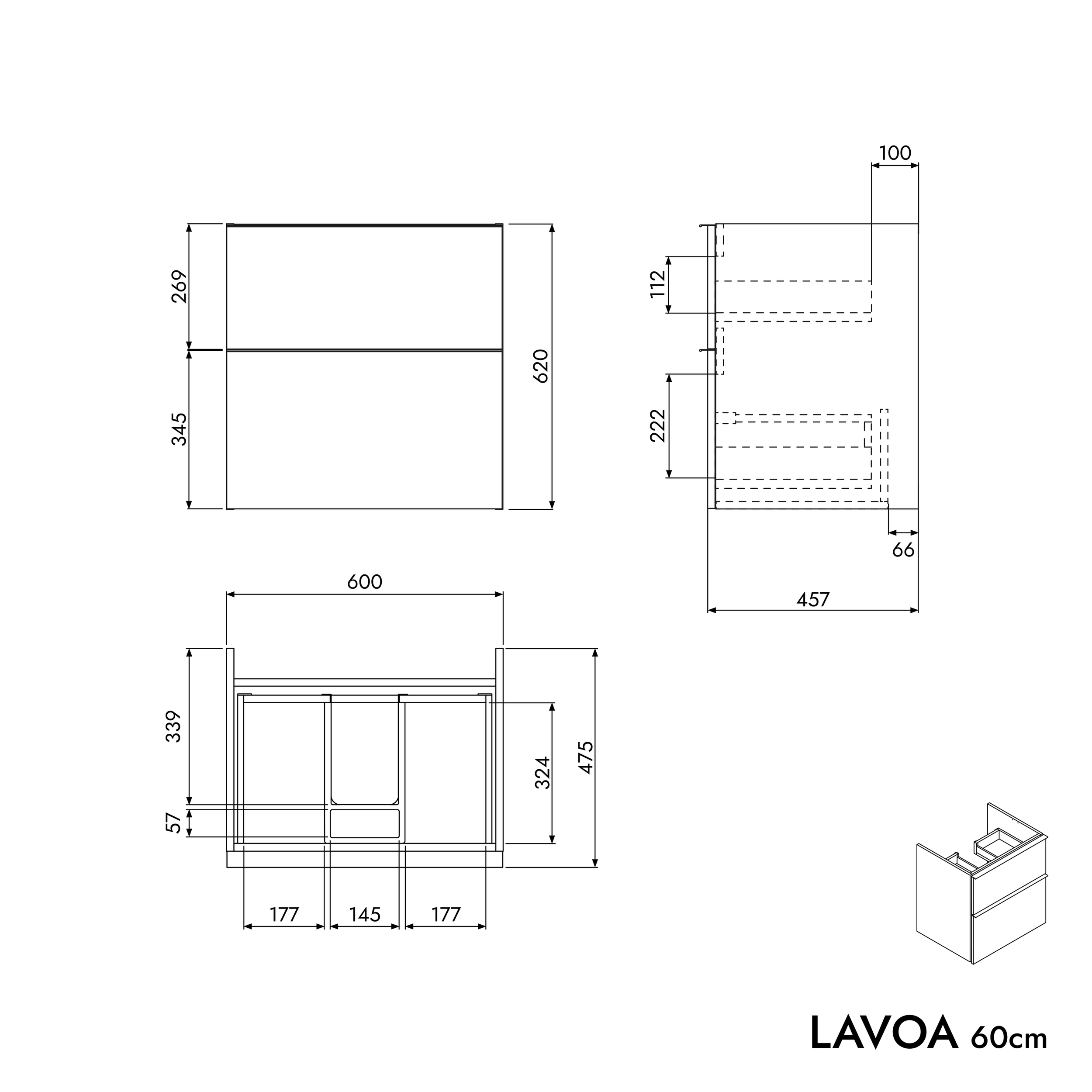 Waschtischunterschrank LAVOA 60 cm