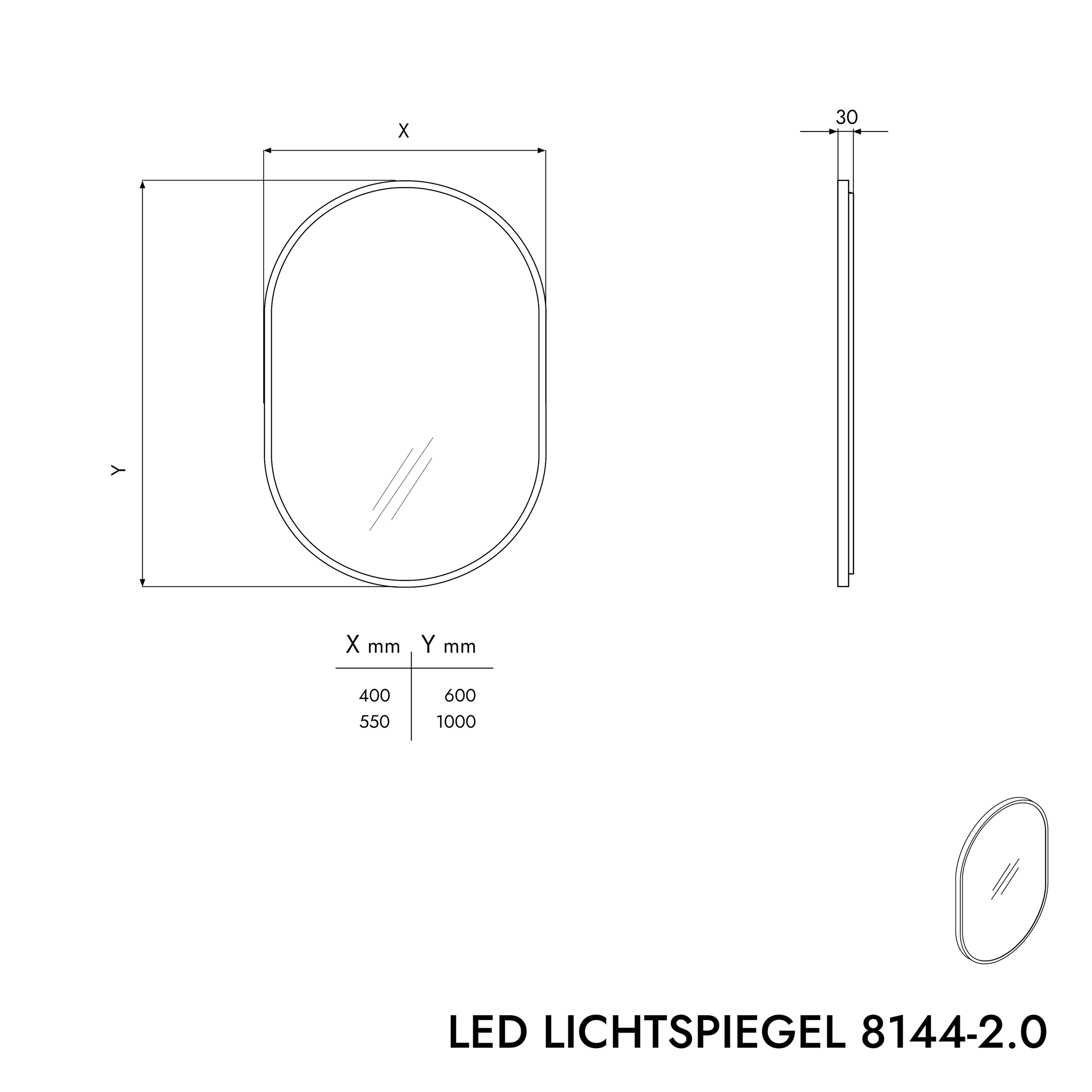 LED-Badspiegel 8144 - 2.0 oval