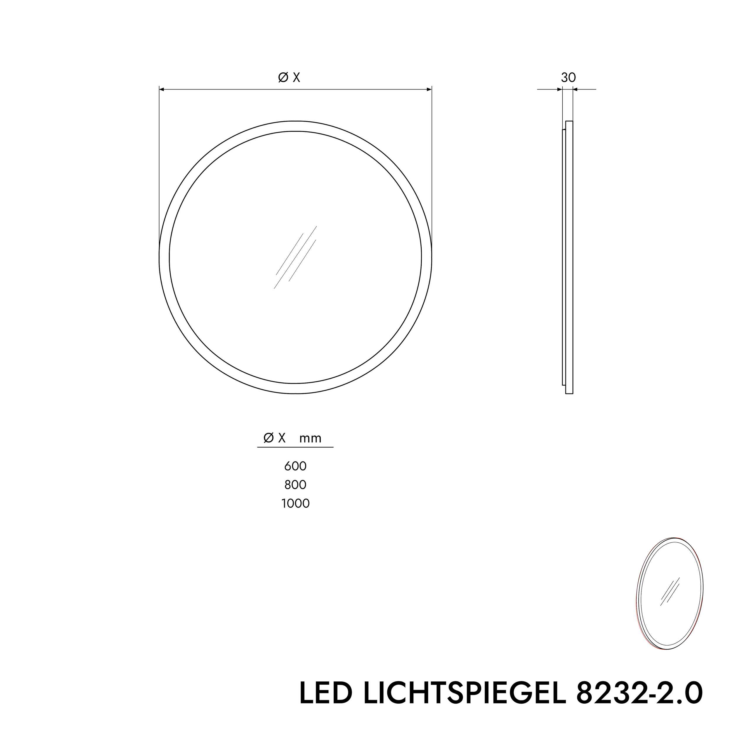 LED Lichtspiegel 8232 - 2.0 rund