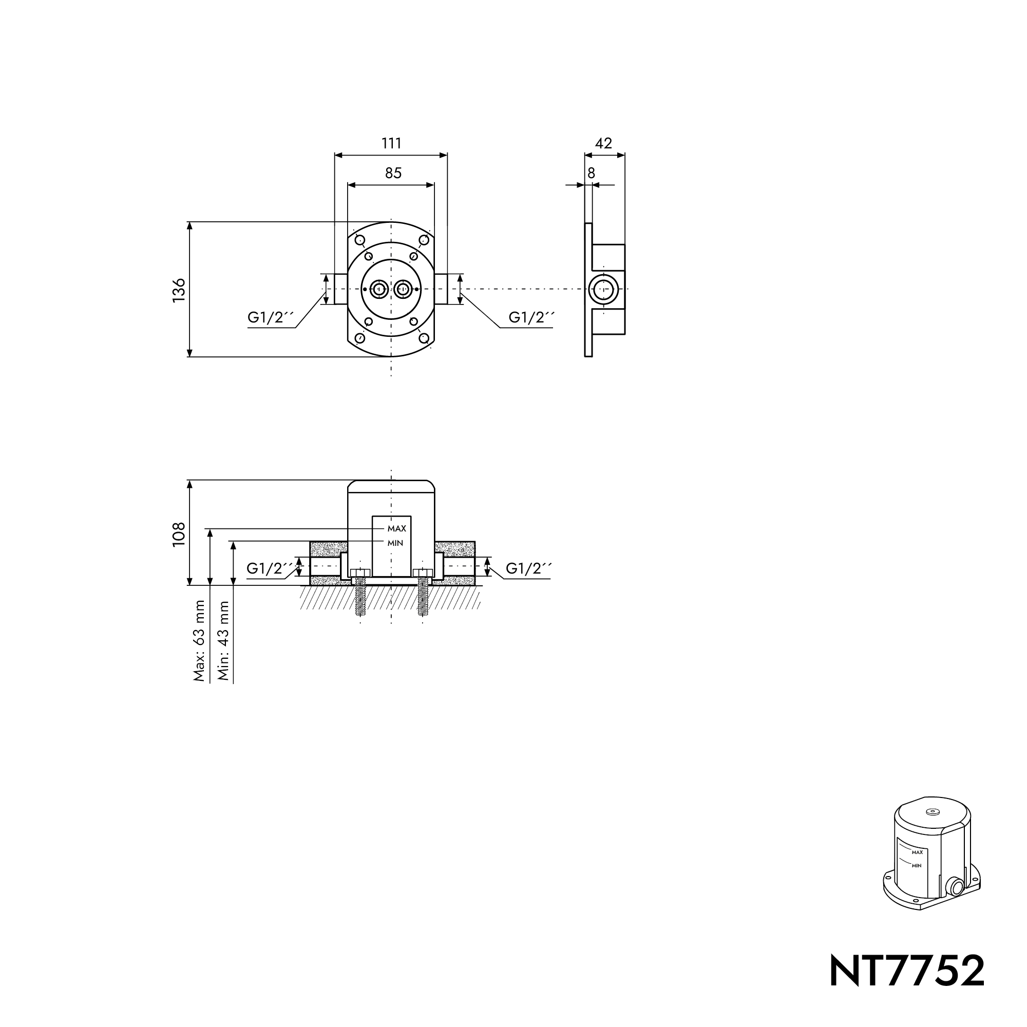 Standarmatur freistehende Wannenarmatur NT7752