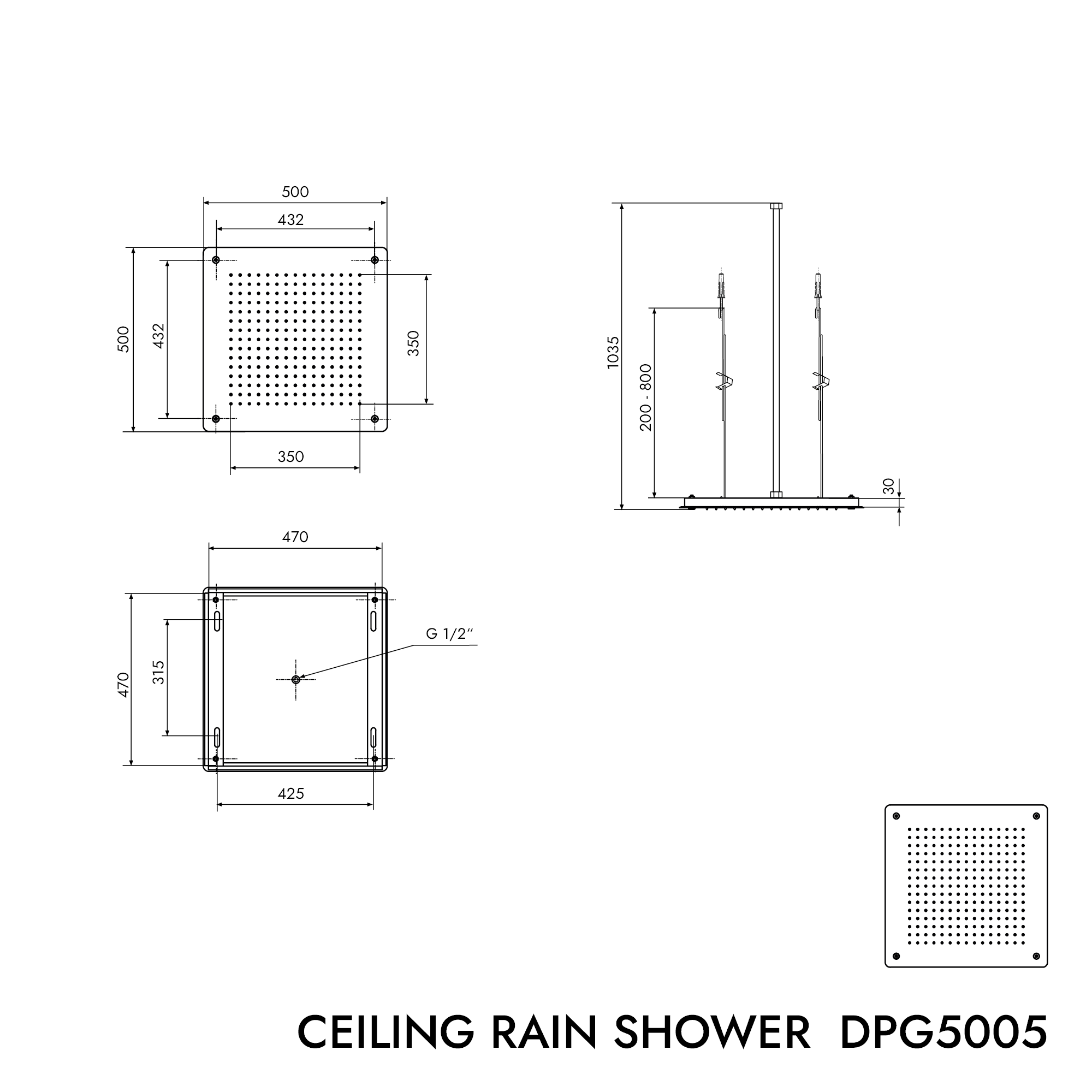 XXL-Regendusche Edelstahl-Deckenbrause DPG5005