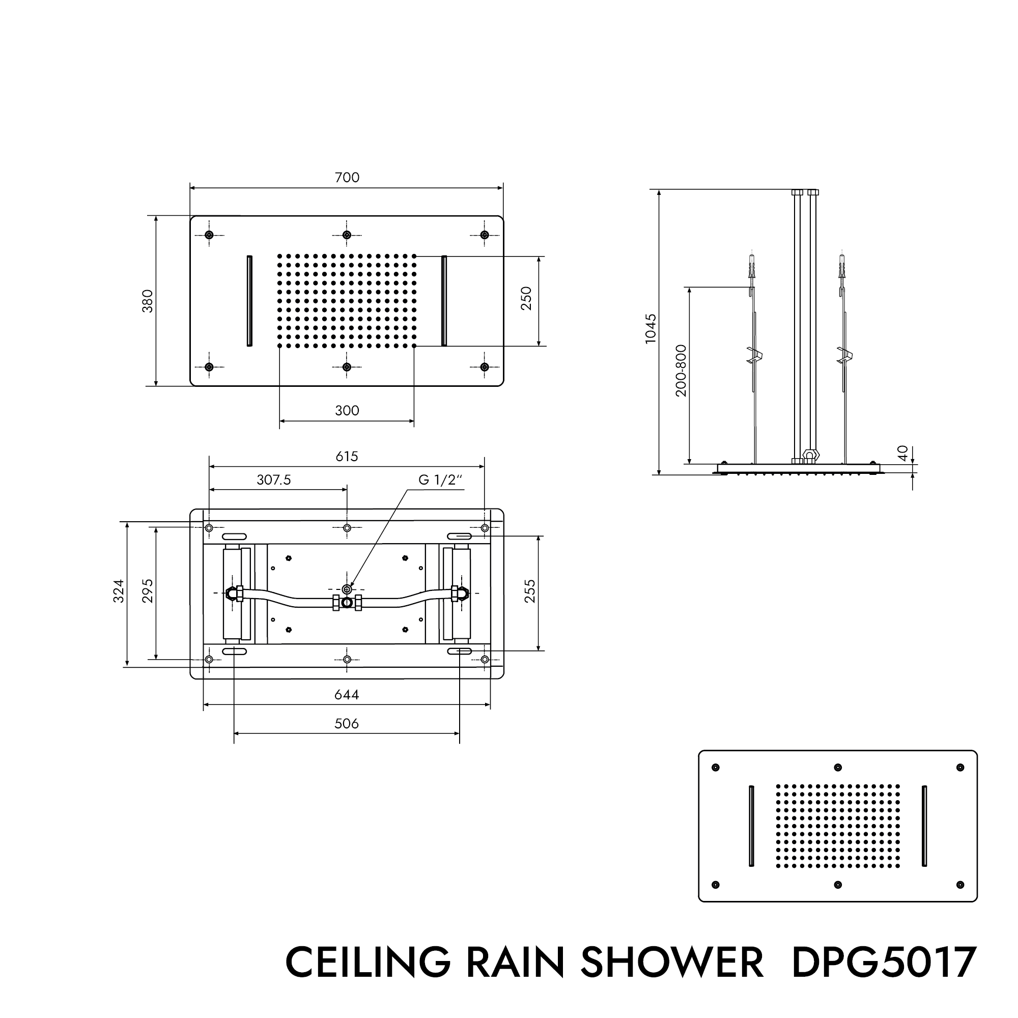 XXL-Regendusche Edelstahl-Deckenbrause DPG5017