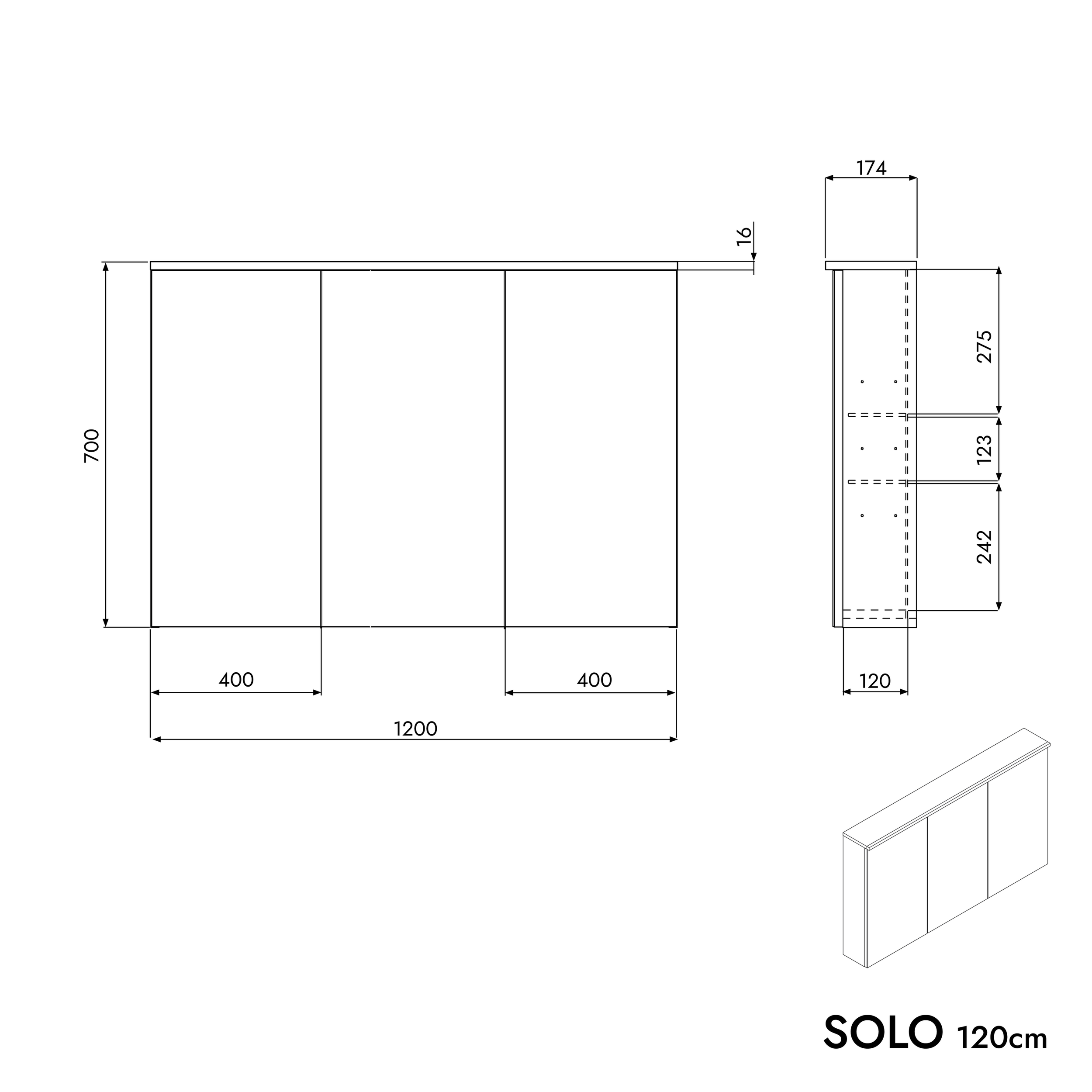Spiegelschrank SOLO 120 cm