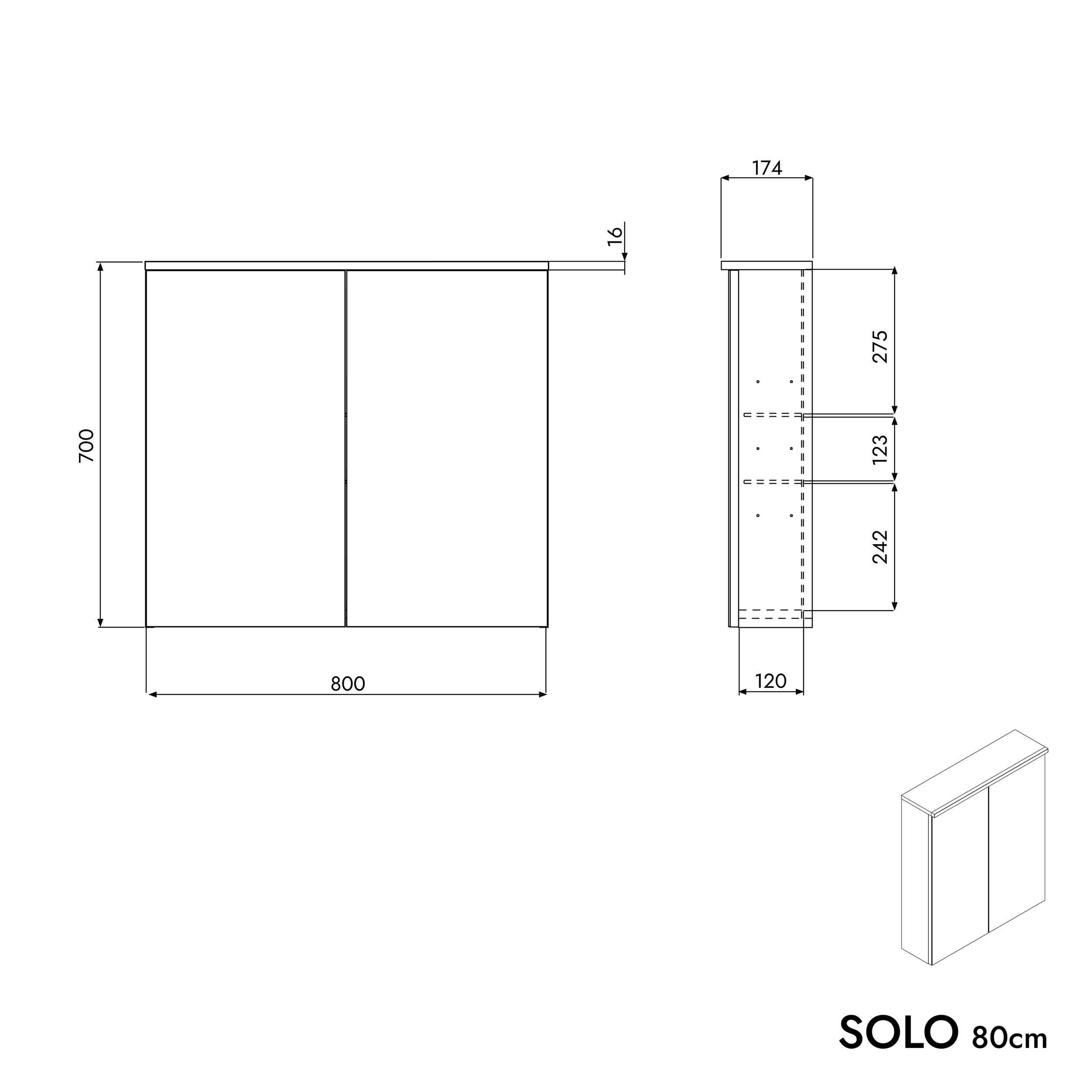 Spiegelschrank SOLO 80 cm