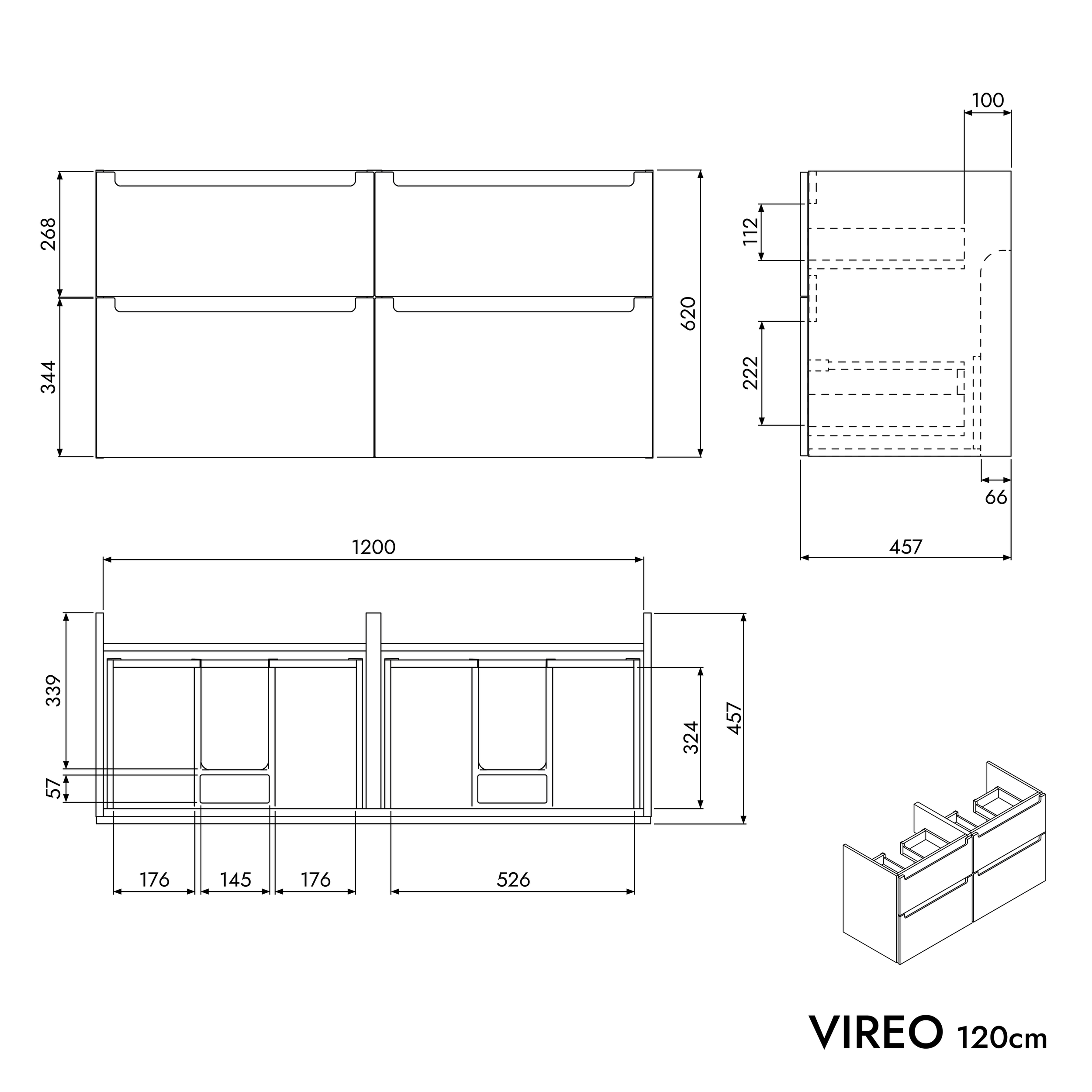 Badmöbel Unterschrank VIREO 120 cm