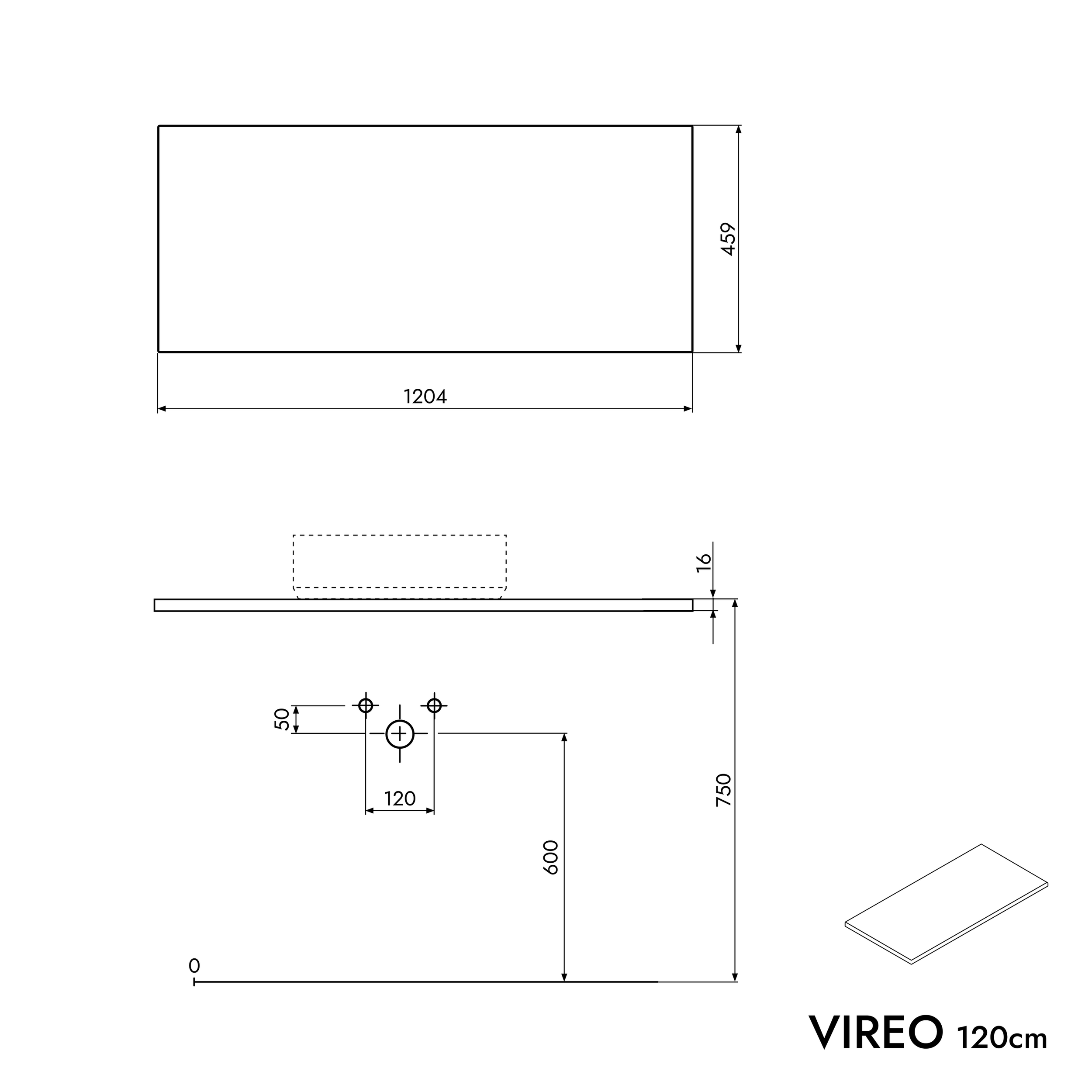 Badmöbel Unterschrank VIREO 120 cm