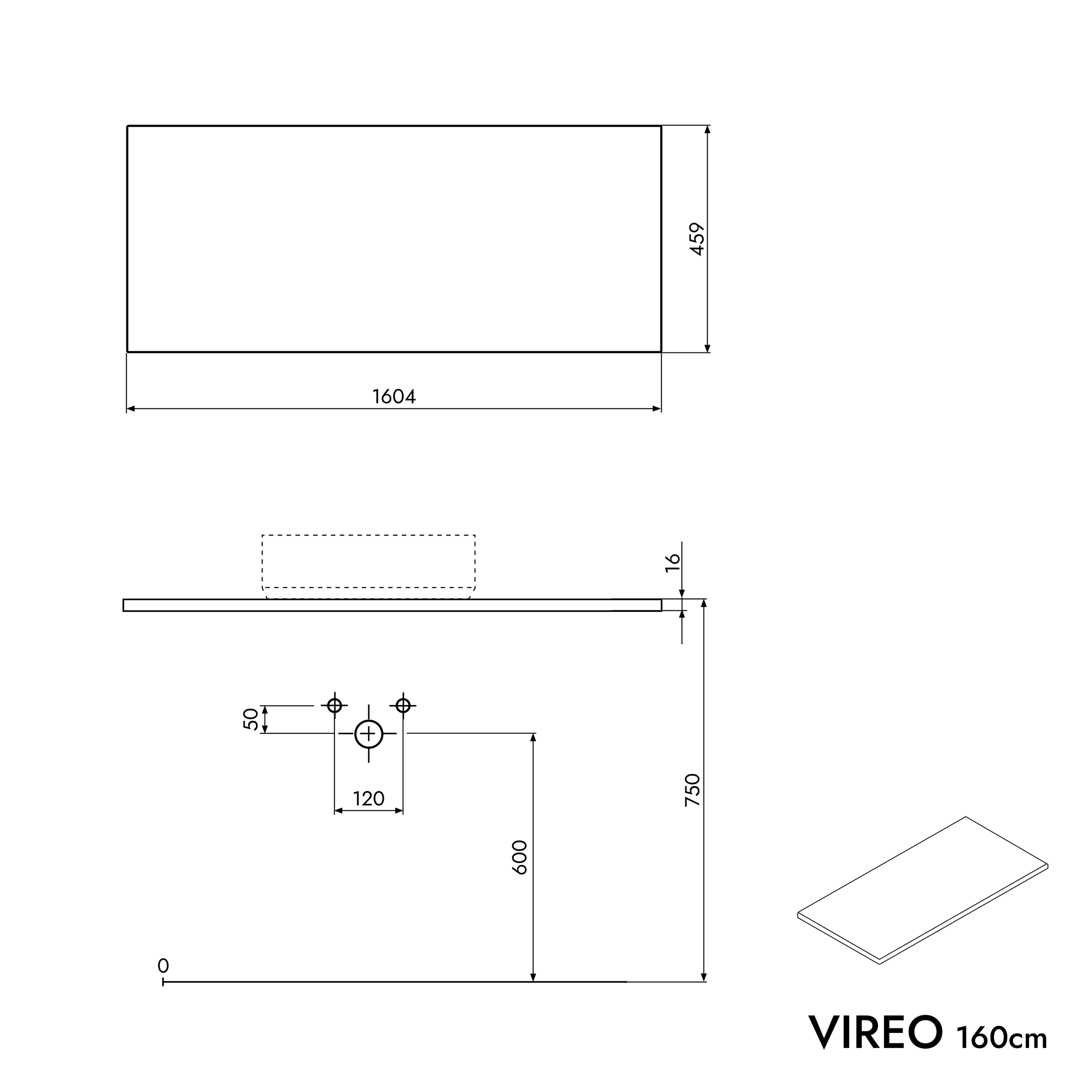 Badmöbel Unterschrank VIREO 160 cm