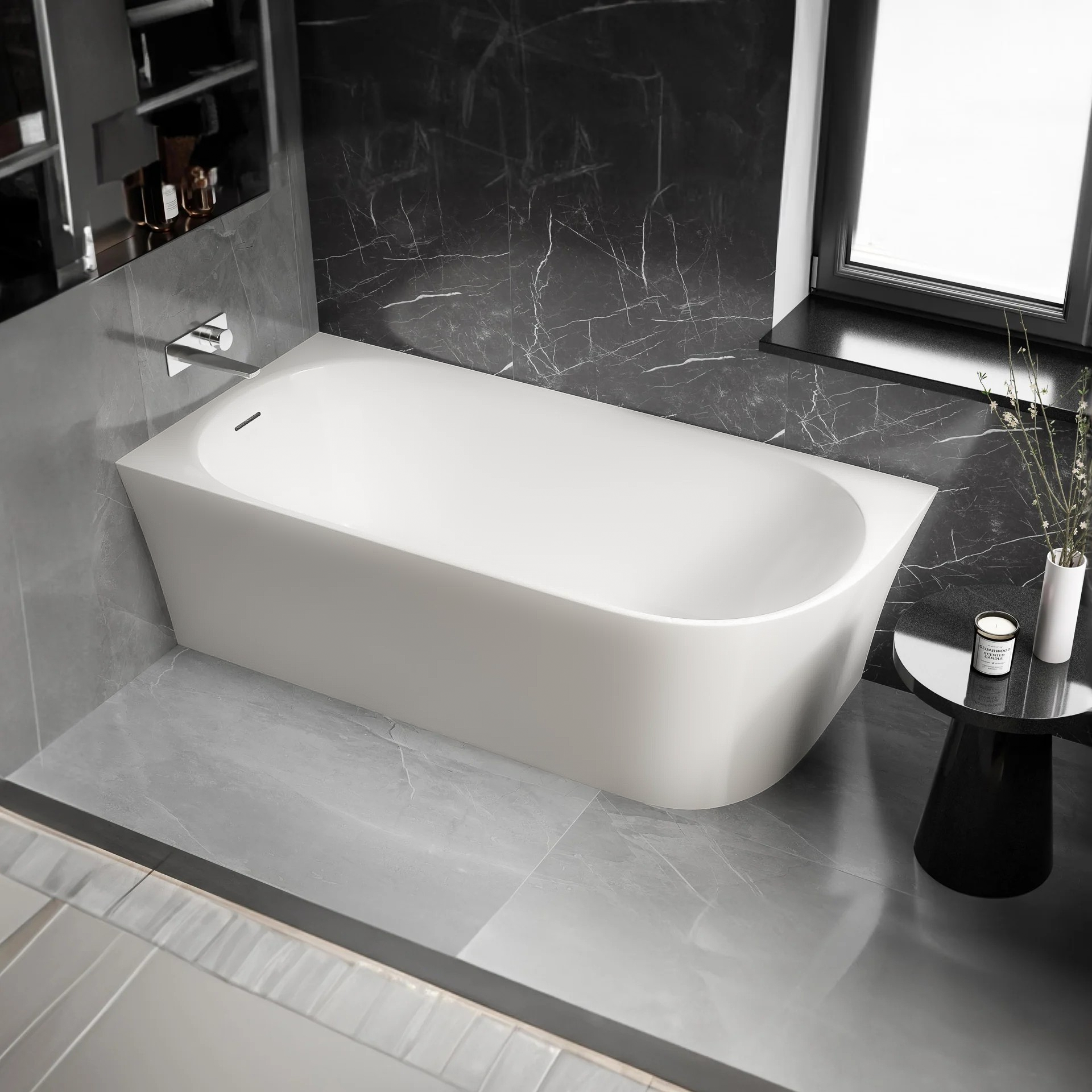 Halb freistehende Badewanne NORA CORNER